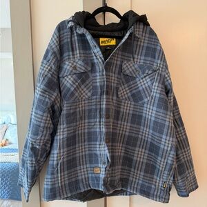 Brazos Men’s Blue Plaid Hooded Flannel Jacket